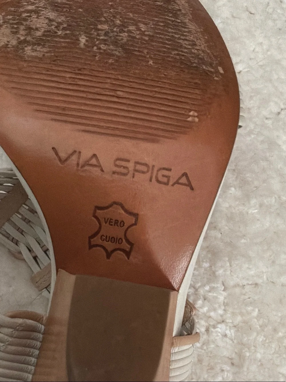 Via Spiga Cream/white Woven-Strap Slingback Sandals